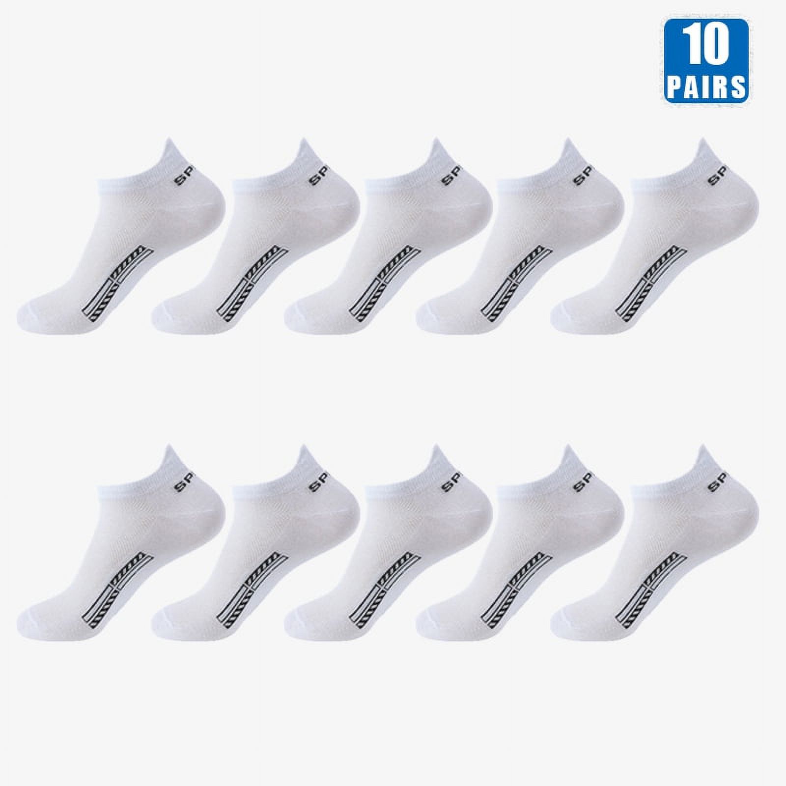 10 Pairs Cotton Men's Short Socks Crew Ankle High Quality Breathable Mesh Sports Casual Women Summer Low-Cut Thin Sock for Male 10 Pairs White EUR 42-46(US 10-13)